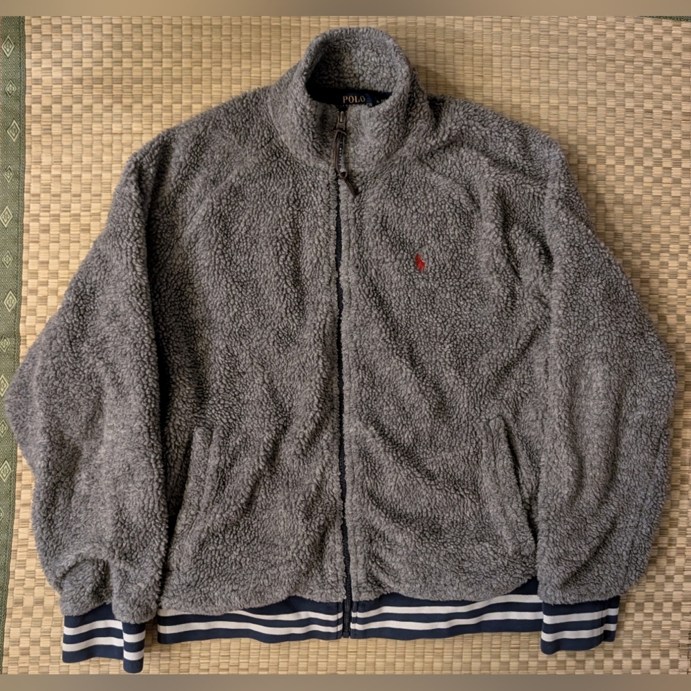 Polo Ralph Lauren Full Zip Sherpa Jacket Gray Men's Size Medium